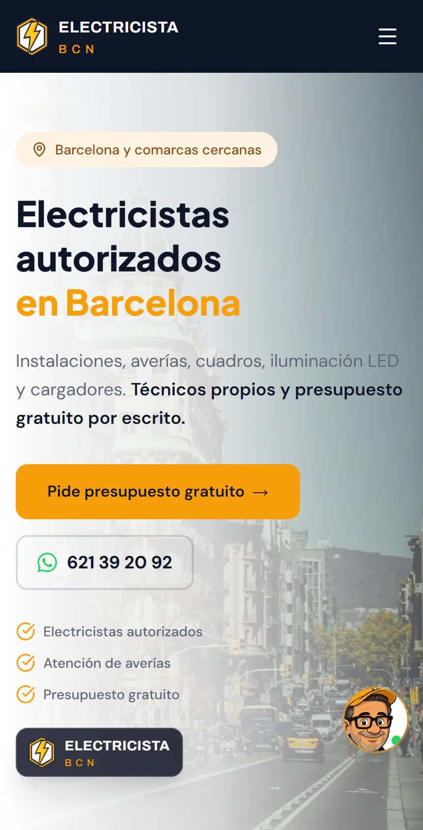 Vista móvil de Electricista BCN