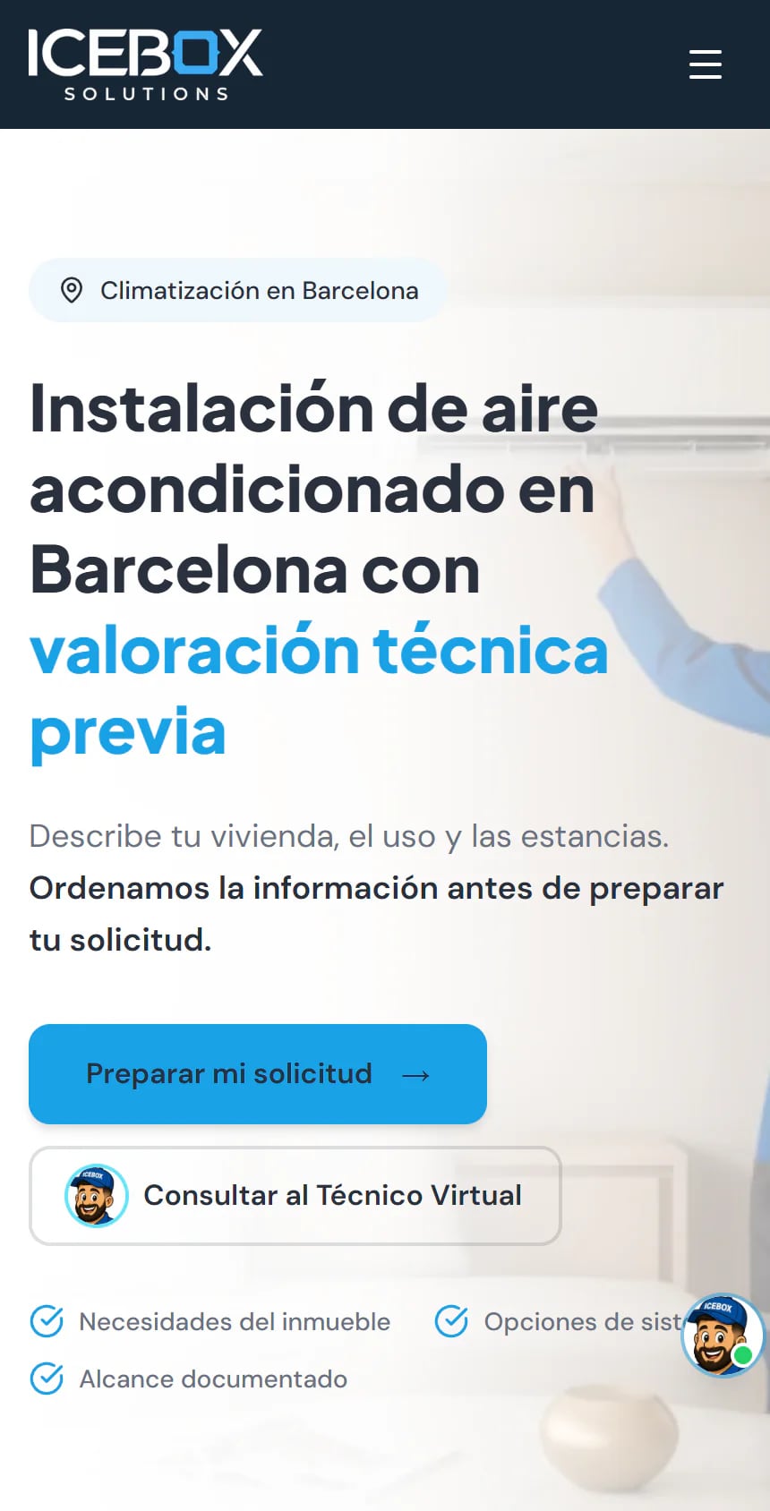 Vista móvil de ICEBOX Solutions
