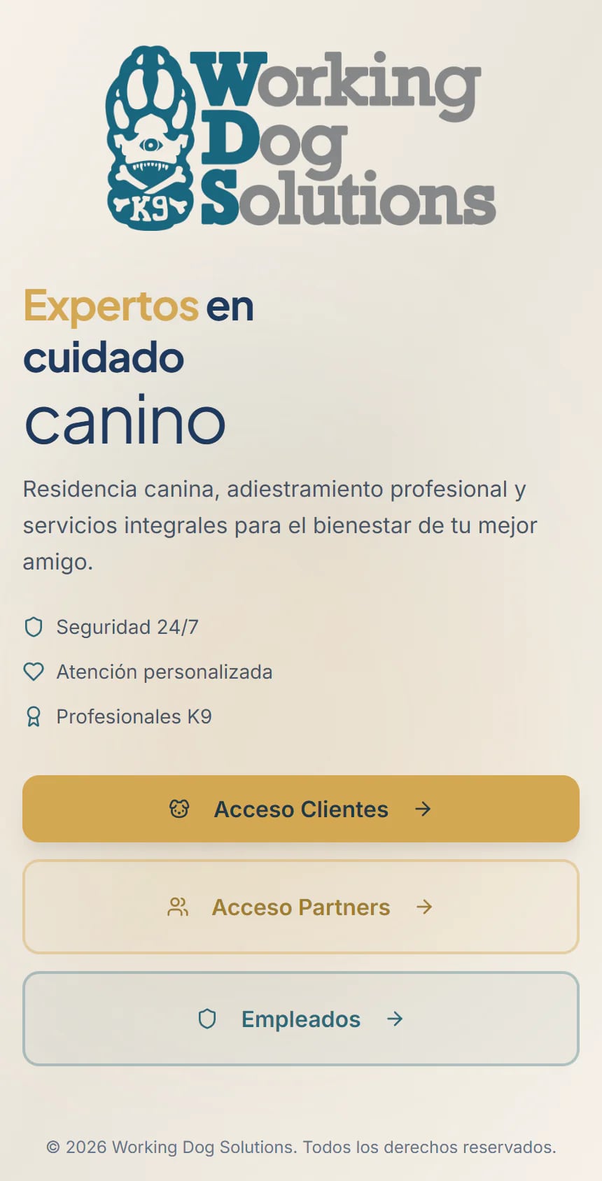 Vista móvil de WorkingDog Solutions